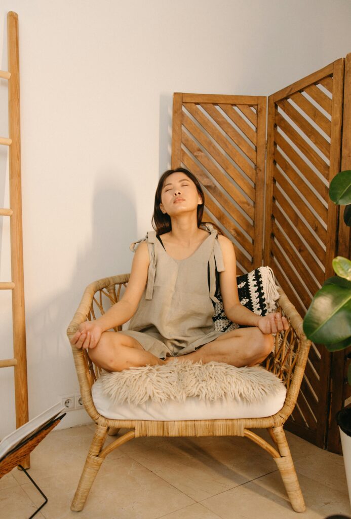 woman meditating to self-soothe 